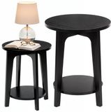 Springos Salontafel Set - Rond - Zwart - 2-Delig - 40 cm