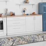 CREARREDA Keukenloper van vinyl, antislip en wasbaar, multifunctionele loper, duurzaam, vuilafstotend, geschikt voor onder wastafel en fornuis, bedrukt, gemaakt in Italië, 100%