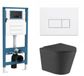 QeramiQ Dely Toiletset - Toilet suspendu - Réservoir encastré - Abattant intelligent - Plaque de commande blanc mat - Boutons rectangulaires - Noir mat