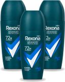 Rexona Men Advanced Protection Dry Cobalt Deodorant Roller - 50 ml - Voordeelverpakking - 3 stuks