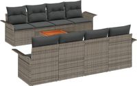 vidaXL Tuinbank Set 9 st Grijs poly rattan