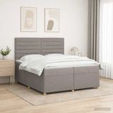 vidaXL Boxspringbed met matras, taupekleurig, 200 x 200 cm, met stoffen bekleding