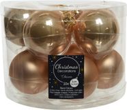 Decoris Kerstballen set - 10x stuks - glas - toffee bruin - 6 cm - glans/mat