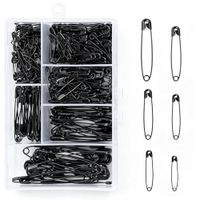 300 Icecat 300 stuks veiligheidsspelden, 6 maten, 20 mm - 55 mm, roestvrij, veiligheidsspelden voor kleding, handwerk, naaien (bijgewerkt zwart)