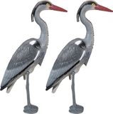 Relaxdays Tuinbeeld Reiger - Set van 2 - Kunststof - Grijs/Zwart/Rood