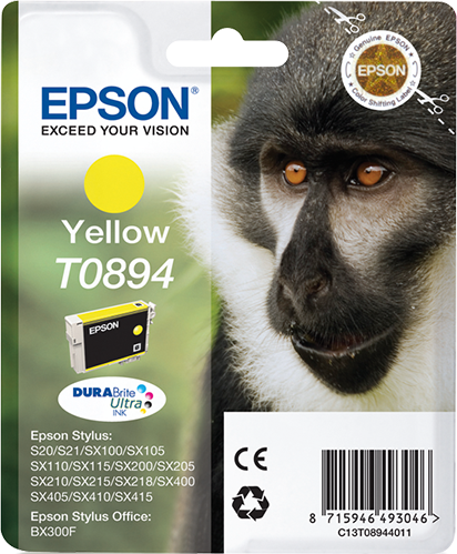 Epson Monkey Singlepack Yellow T0894 DURABrite Ultra Ink single pack / geel