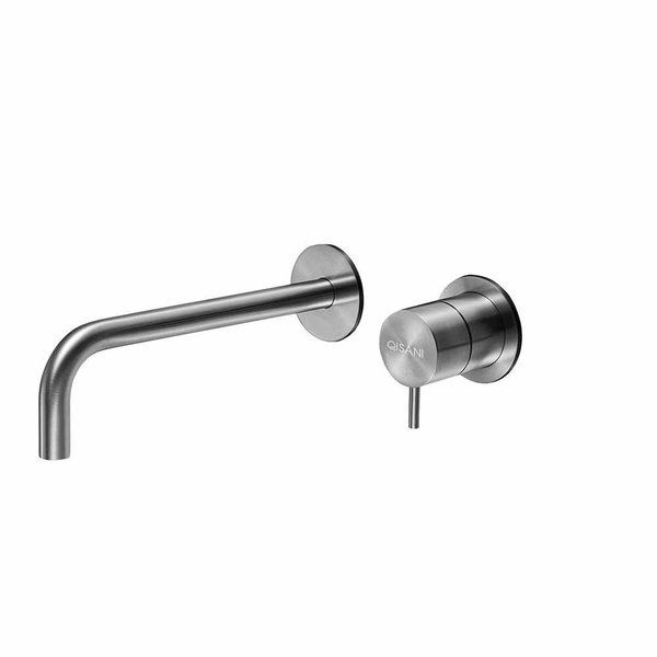 Qisani Flow inbouwwastafelkraan Geborsteld Rvs 21cm uitloop 25604.02