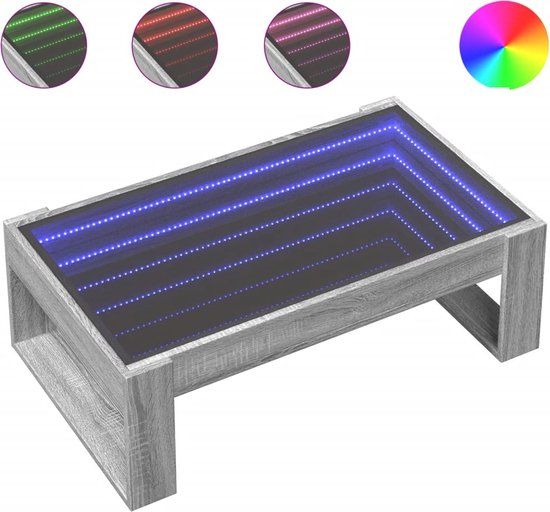 vidaXL Salontafel - Infinity LED - Grijs sonoma eikenkleur - 90x53x30 cm