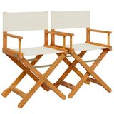 VidaXL Tuinstoel Terras Gecapitonneerde zitting Acaciahout, Polyester Crème, Wit (2 stuks)