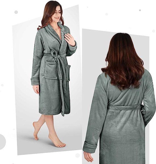 NY Threads Luxe ochtendjas voor dames, superzachte fleece badjas, behaaglijke sjaalkraag, loungewear en nachtkleding, One size, Vrouwen, Volwassenen