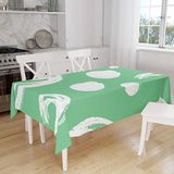 Bonamaison Tafelkleed, Anti-Mold, Sneldrogend, Waterdicht, 100% Polyester Tafellaken, Petroleum Groen, Wit, 140 x 160 Cm