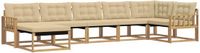 vidaXL - Hoek loungeset - 7 zitplekken - Wit en Beige - Massief Acacia Hout