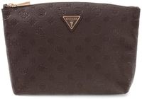 GUESS Lenwood Travel Top Zip Cosmetic Bag Brown Logo