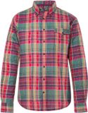 JP 1880 - Heren - Geruit overhemd lange mouwen linnenmix buttondown kraag - Aubergine - Maat 5XL