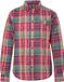 JP 1880 - Heren - Geruit overhemd lange mouwen linnenmix buttondown kraag - Aubergine - Maat 5XL