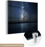 MuchoWow® Glass Painting 20x20 cm - Acrylic Glass Painting - Milky Way over a Seascape - Photo on Glass - Paintings