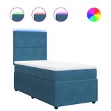 VidaXL Lit boxspring avec matelas, bleu, 140x190 cm, velours