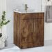 Hudson Reed Cluo Meuble lavabo – 60 cm – Chêne foncé – Avec lavabo – Poignées barre en T or brossé – Design moderne