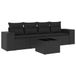 VidaXL Ensemble de meubles de jardin 5 pièces avec coussins, noir, polyrotin