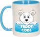 Bellatio Decorations Teddy Cool mok - blauw/wit - keramiek - 300 ml - kinder beker ijsbeer