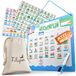 Filapen® Montessori Weekplanner voor kinderen, inclusief 209 magneten, stoffen zak, pen en koord, takenplanner, volledig beschrijf- en afwisbaar, bevordert de zelfstandigheid