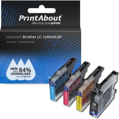 PrintAbout Brother LC-1240VALBP Compatible Ink Cartridge 4-Pack