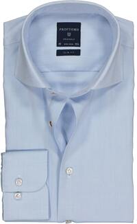 Profuomo Slim Fit Strijkvrij Overhemd - Blauw Twill Two-Ply