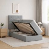 vidaXL Opslag bed met matras Lichtgrijs 90 x 200 cm Stof