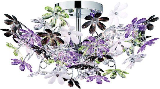RL LIVE YOUR LIGHT REALITY FLOWER Plafondlamp - Chroom - Ø 56 cm - Multi kleurige blaadjes