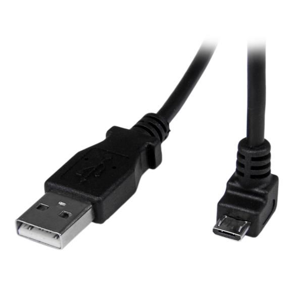 StarTech.com 2 m micro USB-kabel A-naar-micro-B met neerwaartse hoek - Zwart