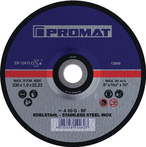 Promat/Tecwerk Doorslijpschijf | RVS | D115x1,5mm recht | RVS | gat 22,23 mm - 4000841243