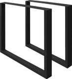 ECD Germany 2x tafelpoten Tafellopers van vierkante profielen 60x72 cm zwart gepoedercoat staal