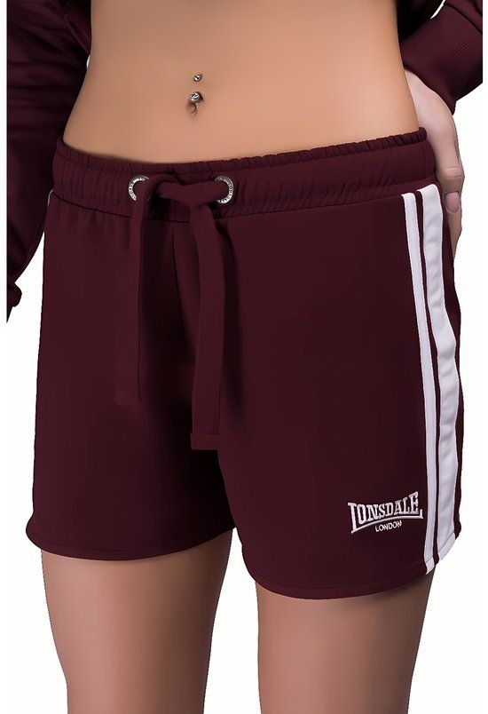 Lonsdale Carloway Damesshorts - Oxblood/Wit