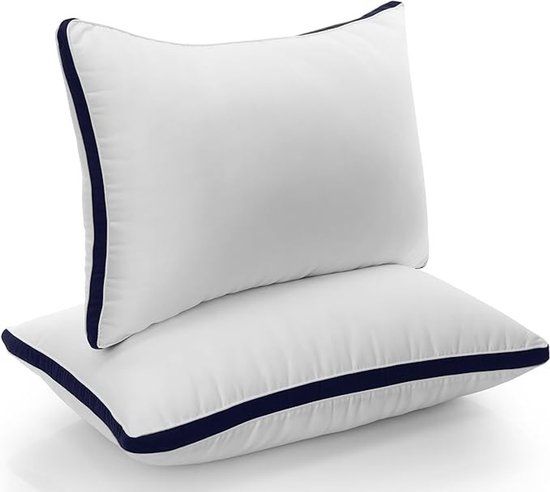 Utopia Bedding Set van 2 Hoofdkussens 50x70 cm - Zachte Ademende Kussens met Holle Vezelvulling - Marineblauw