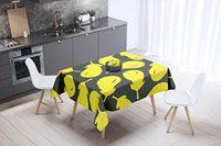 Bonamaison Tafelkleed, Anti-Mold, Sneldrogend, Waterdicht, 100% Polyester Tafellaken, Neon Geel, Rook, 140 x 140 Cm