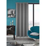 Eurofirany Staalgrijs 8 inslagringen effen mat glad canvasbinding gordijnen 1 stuk modern minimal woonkamer slaapkamer polyester, 140x250 cm