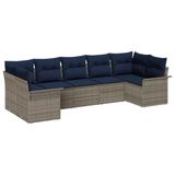 vidaXL Tuinbank Set 7-delig Grijs Polyrattan