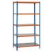 Simon Rack Metalen stelling 1800x800x400 mm - Simonclick | 5 niveaus, Metalen legbord, 180 kg buigbelasting, Corrosiewerende coating, Blauw/Oranje/Gegalvaniseerd