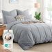 TRANKIELO® - Ensemble de literie 220x240 cm - Coton, Gris clair - 3 pièces avec 2 taies d'oreiller, certifié