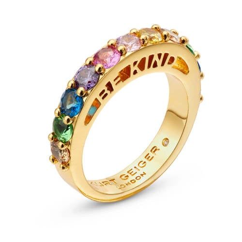 Kurt Geiger ring Be Kind met strass goudkleurig