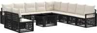 vidaXL Tuinbank Set 12 st Zwart en Crème Wit Polyrattan