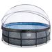 Exit Stone Piscine ø450x122cm gris avec couverture et pompe à chaleur et filtre à sable