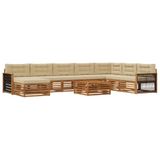 vidaXL - Buiten - bank - set - 9 - st - Natuurlijk - en - Beige - Massief - Acacia - Hout