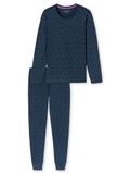 SCHIESSER Pyjama lang Dames 100% Katoen Effen Lange mouw Ultra Violet Maat 36