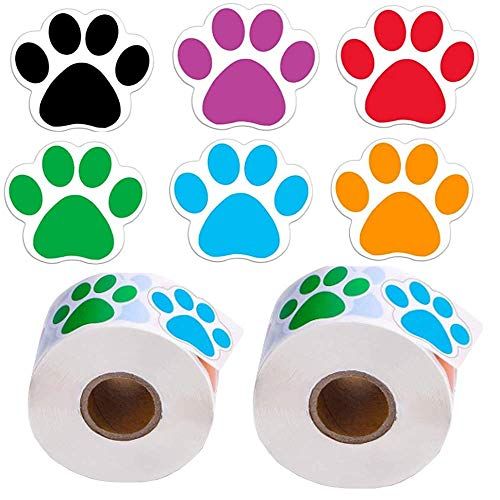 Bkrdty Hond Paw Labels Stickers 2 Rolls Poot Print Stickers Kleurrijke 1000 Stuks Beer Paw Print Stickers voor Scrapbook Craft Labels Muurstickers Decoratie