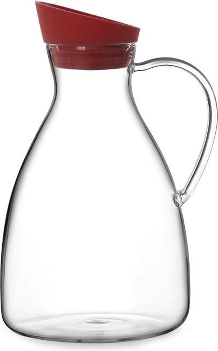 Viva karaf Infusion 2,4 liter glas transparant/rood