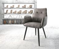 Zoa-Flex Fauteuil - Microvelours Gris Antique, 4 pieds coniques noirs, noyau à ressorts ensachés