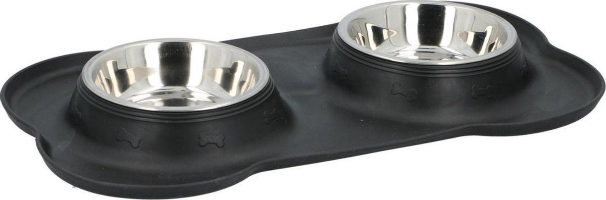 Tom Hondenvoerbak Rvs 170 Ml Zwart/zilver 3-delig