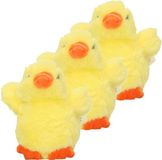 Pia Soft Toys Pluche kuiken knuffeldier - 4 stuks - geel - 12 cm