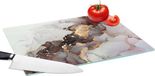 KitchenYeah Planche à découper en verre - 39x28 cm - Or - Marbre - Antibactérien - Antidérapant